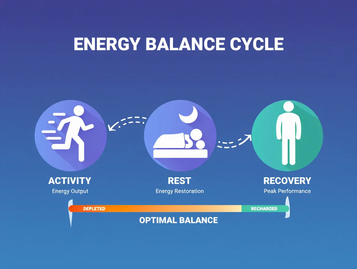 Diagram showing the balance between activity energy output and recovery energy restoration